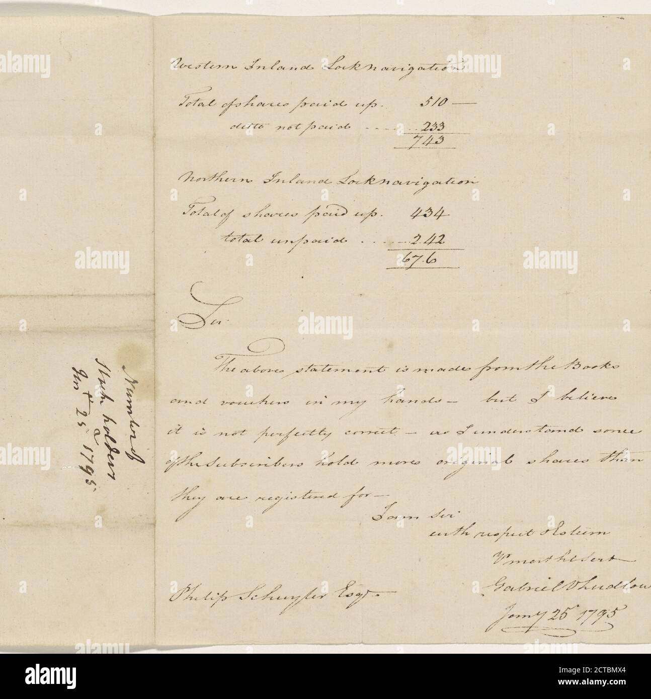 1795, text, Correspondence, 1795 Stock Photo