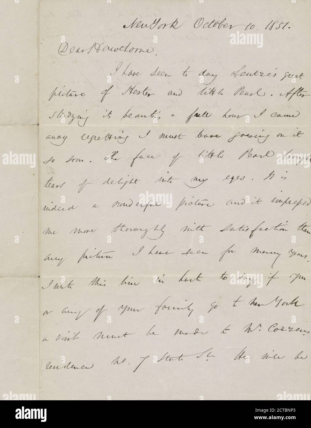 Fields, J. T., ALS, to NH. Oct. 10, 1851., text, Correspondence, 1851, Fields, James Thomas, 1817-1881 Stock Photo