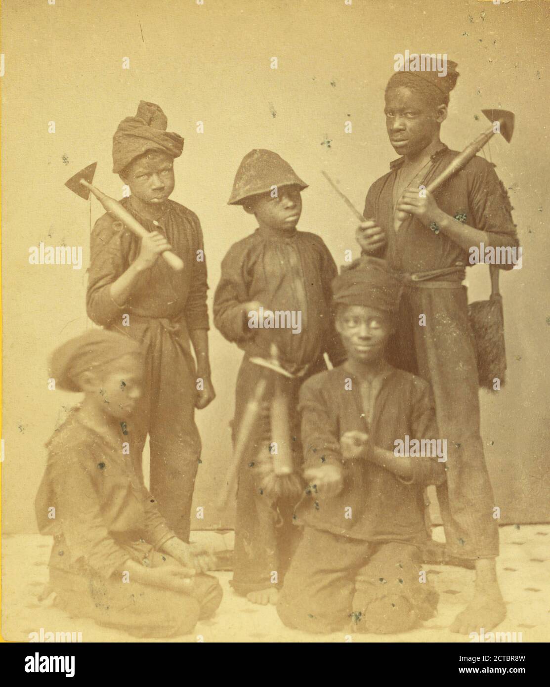 Studio portait of young chimney sweeps., Wilson, J. N. (Jerome Nelson) (1827-1897 ), 1868 Stock Photo