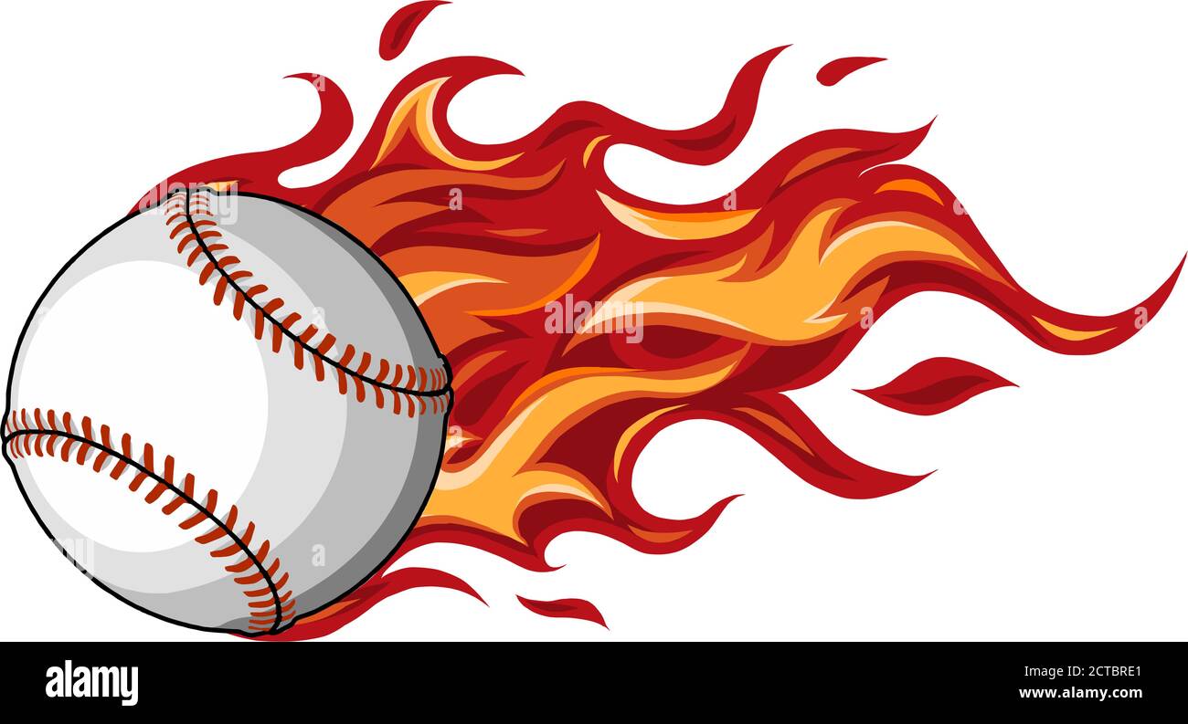 Baseball with flames in white background vector illustration Stock Vector