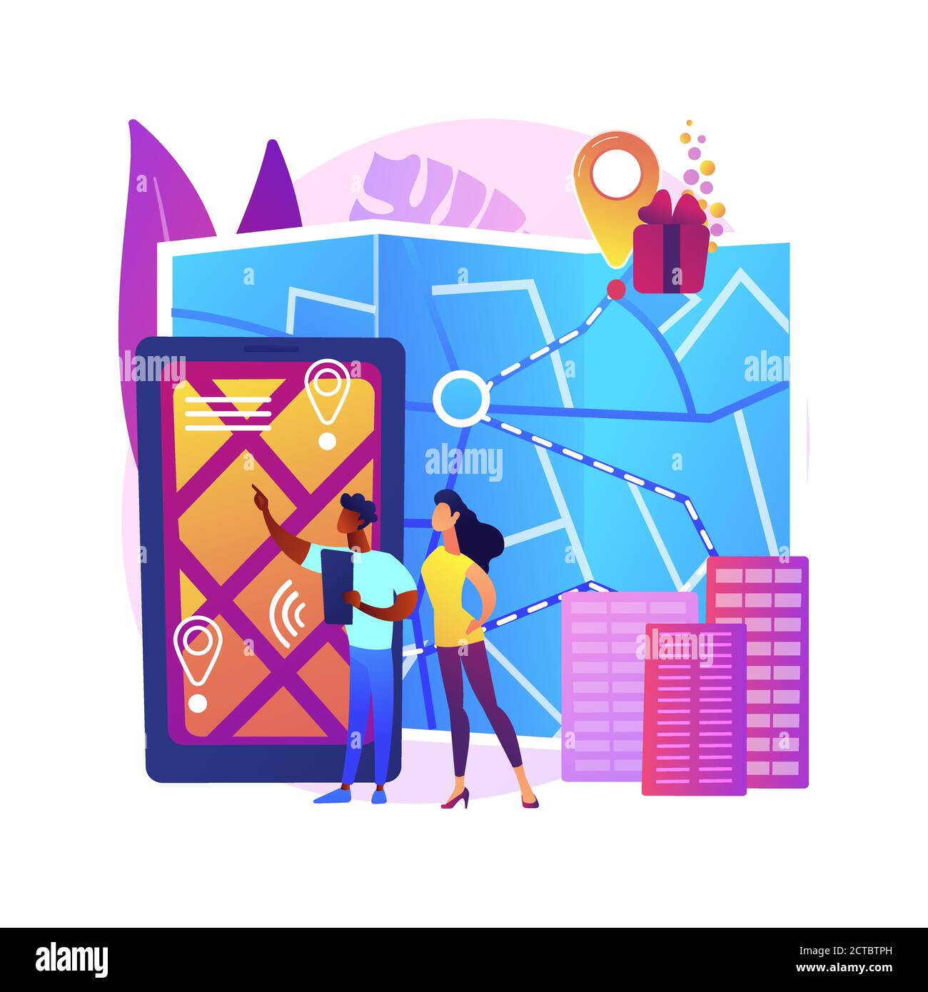 Interactive city quest abstract concept vector illustration. Stock Vector