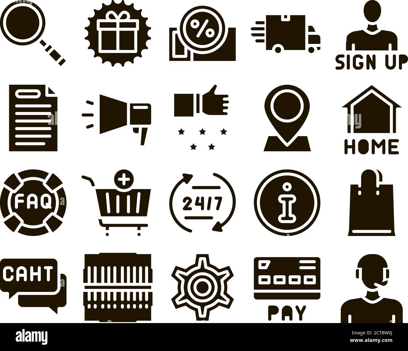 Webshop Internet Store Glyph Set Vector Stock Vector