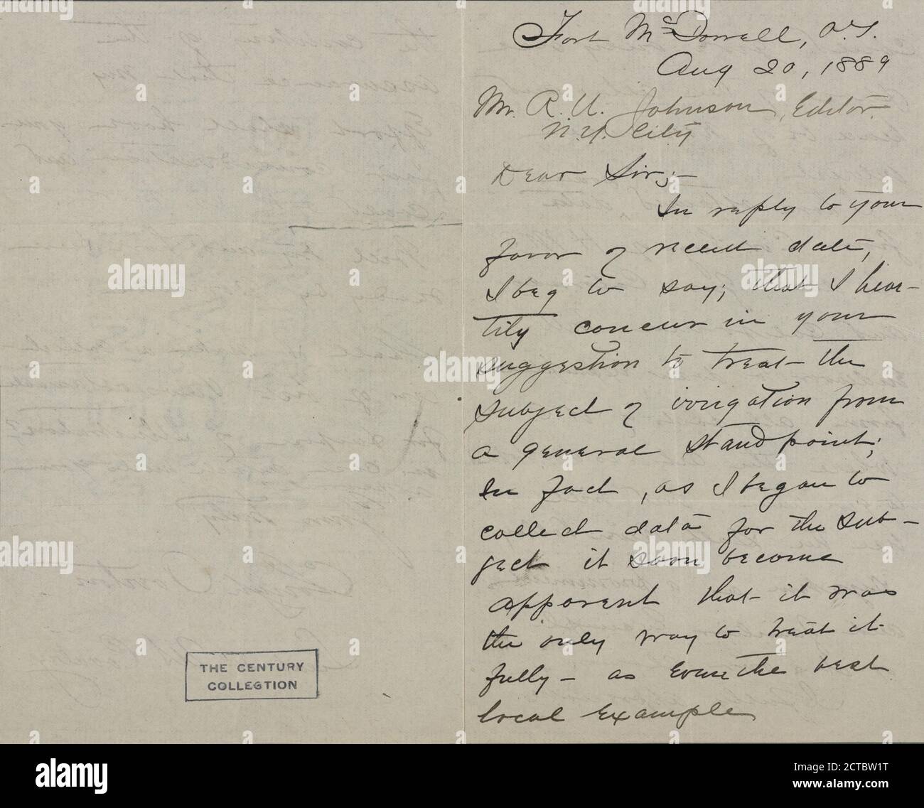 Overton, Clough, text, Correspondence, 1889 Stock Photo