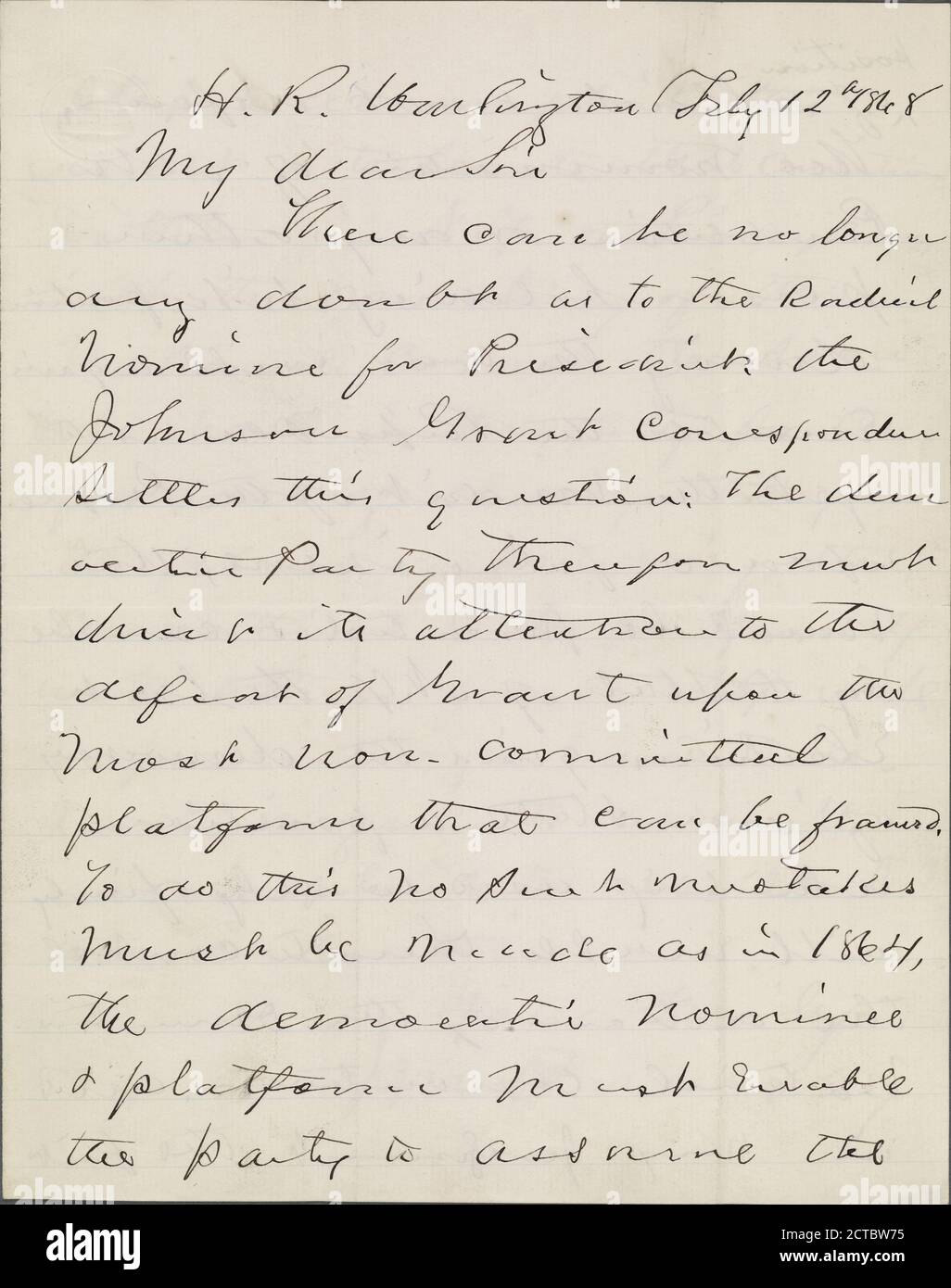 Humphrey, J., text, Correspondence, 1868 Stock Photo