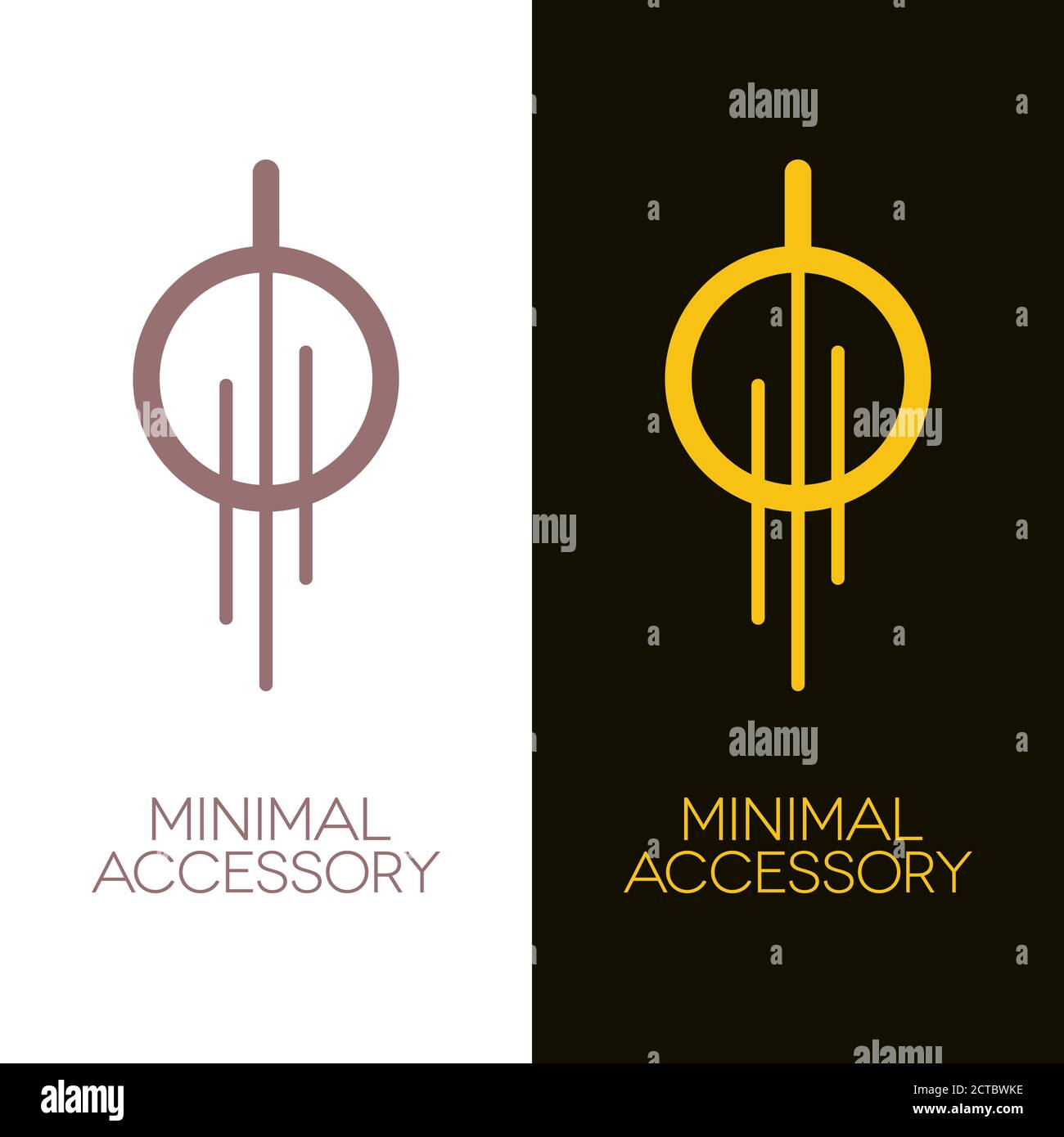 Minimal jewelry or decorative accessories icons such as necklace, earring or lighting equipment. Gold and bronze vector logos. Stock Vector