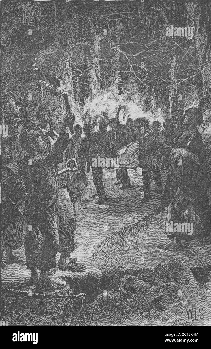 An old-time midnight slave funeral., still image, Prints, 1881, Sheppard, William Ludwell (1833-1912), Pierson, Hamilton W. (Hamilton Wilcox) (1817-1888 Stock Photo