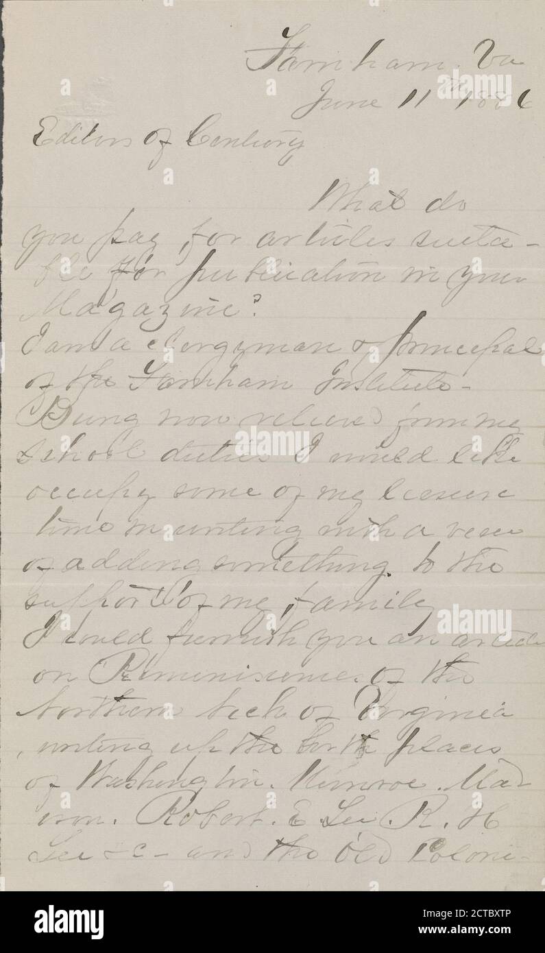 Williamson, Robert, text, Correspondence, 1886 Stock Photo