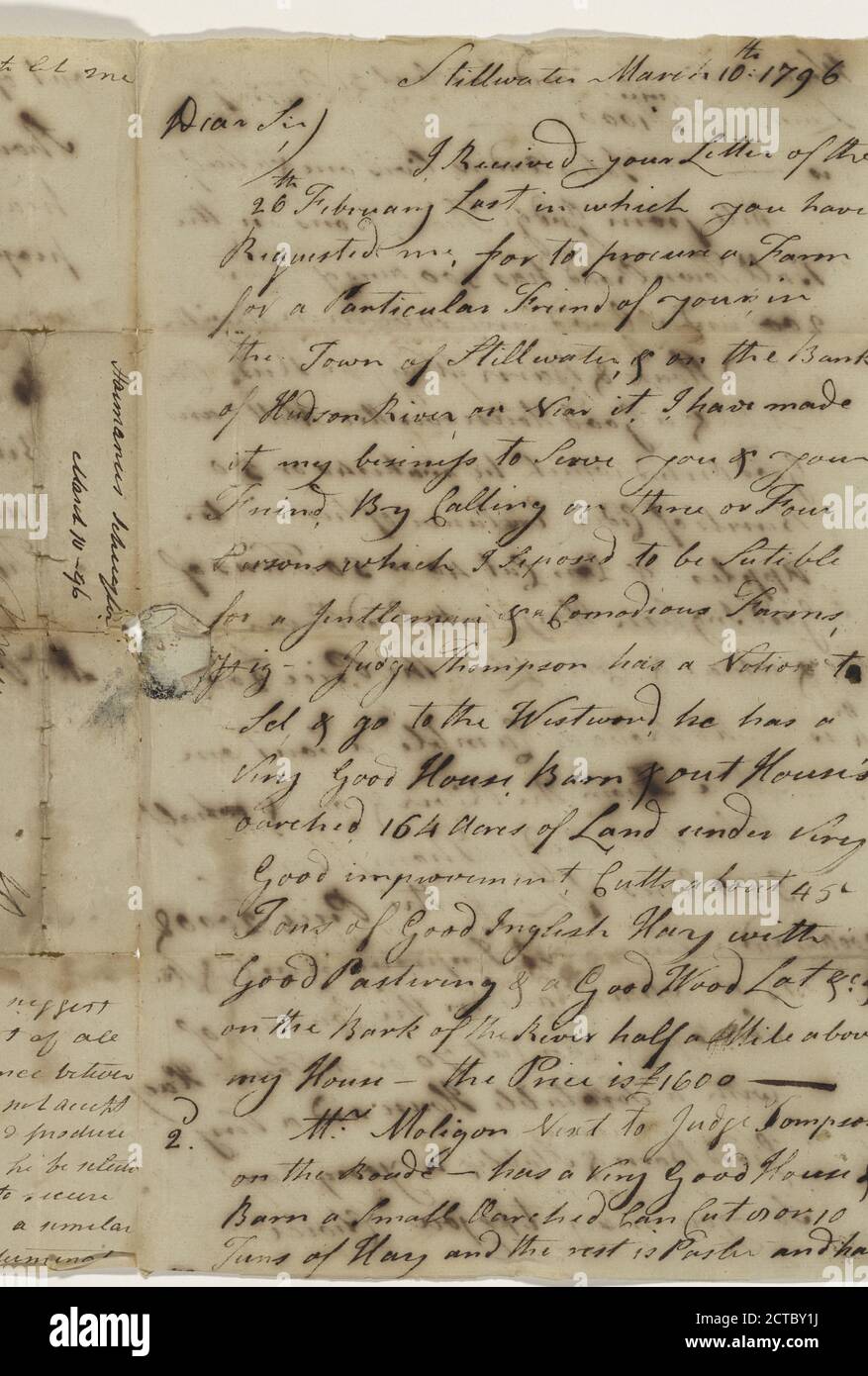 1796, text, Correspondence, 1796 Stock Photo