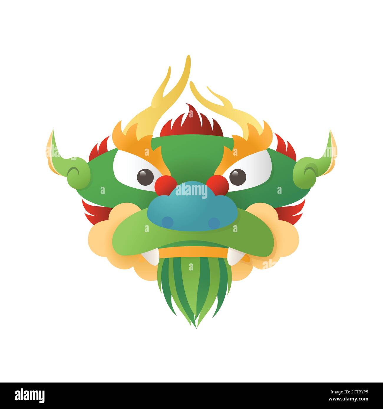 Traditional Chinese Dragon - head front view - vector illustration isolated Stock Vector
