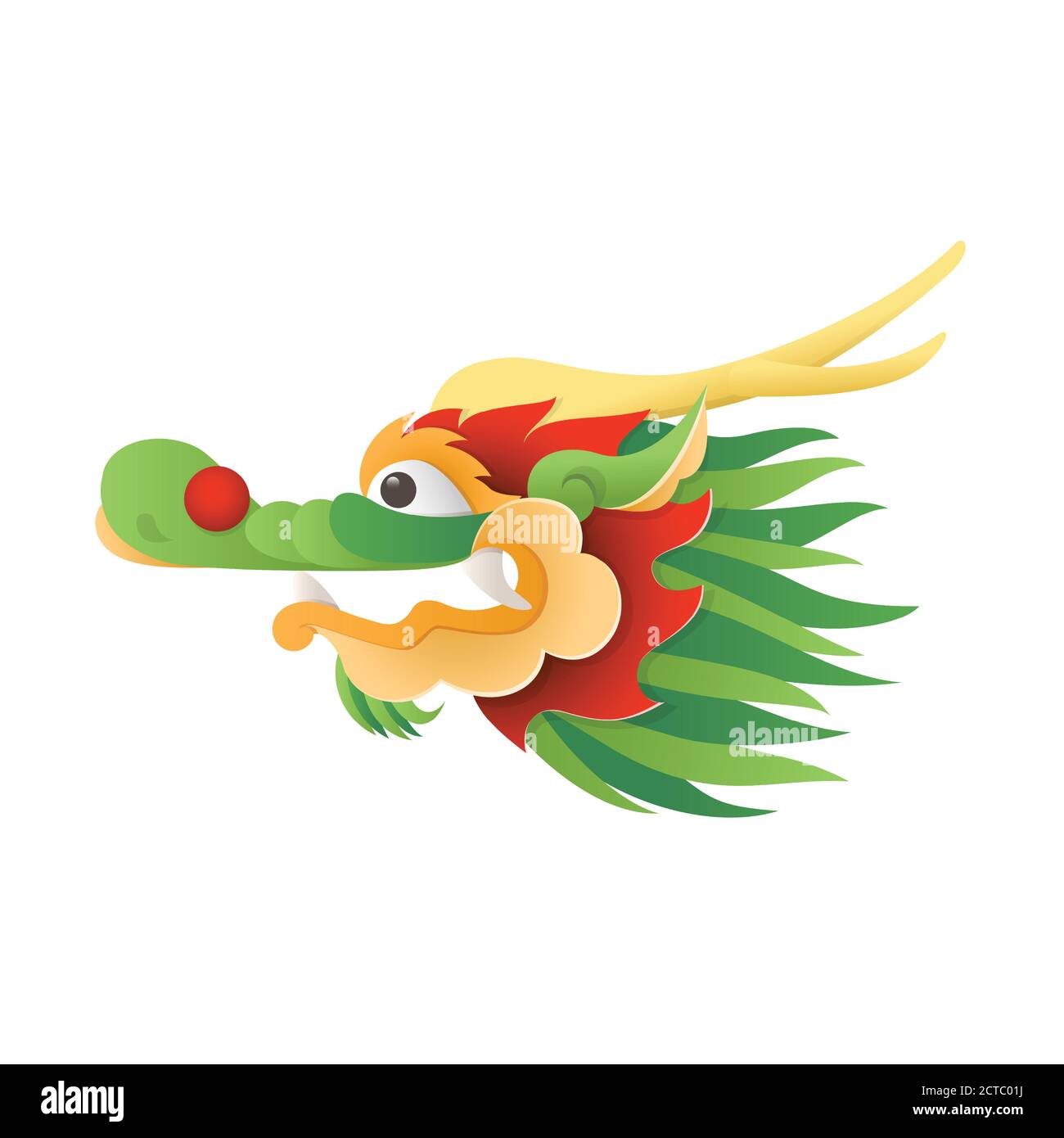 Chinese Tradicional Dragon - head vector illustration isolated on transparent background Stock Vector
