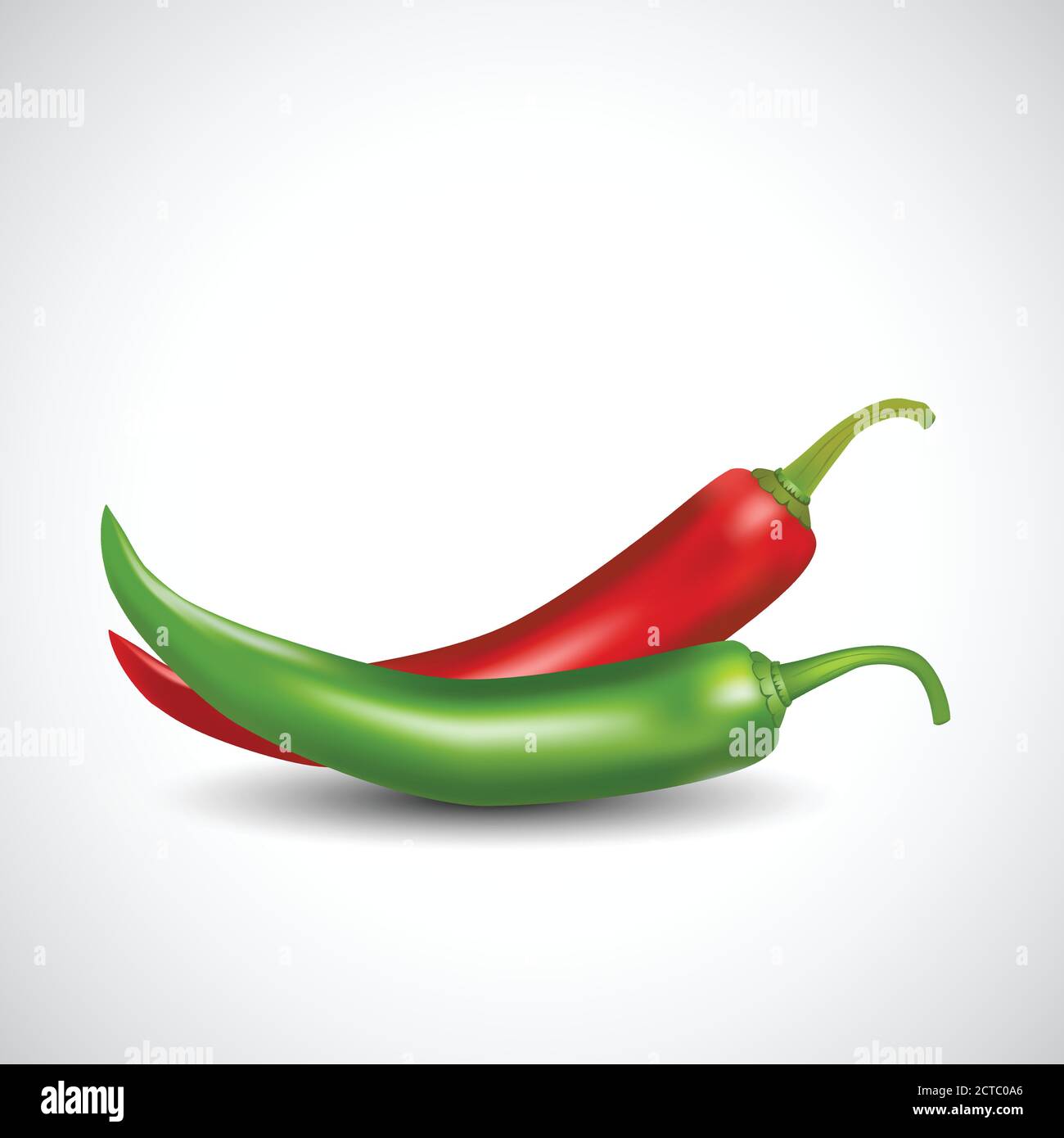red and green chilly isolated white background Stock Vector