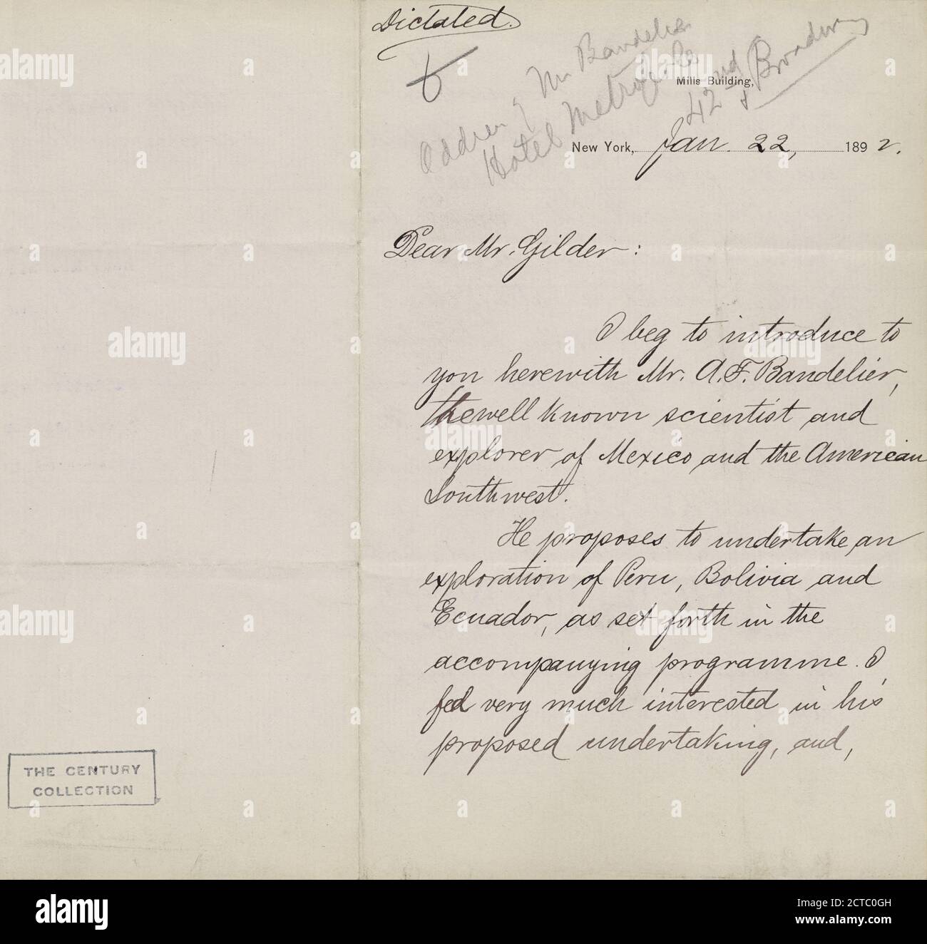 Villard, Henry, text, Correspondence, 1892 Stock Photo