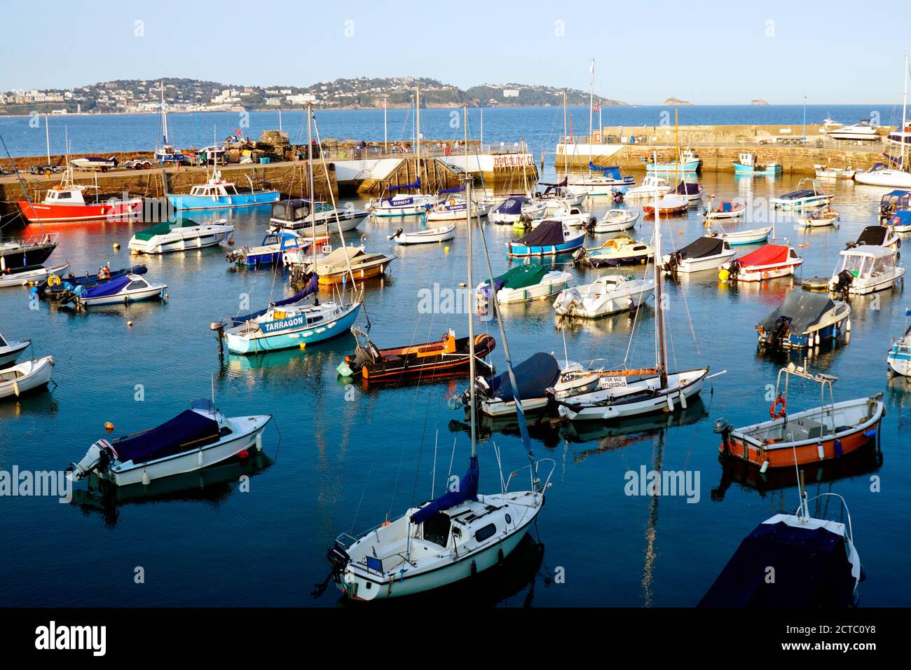 Paignton, Devon, UK. September 13, 2020. Torbay and harbour in the evening sunshine at Paignton in Devon, UK. Stock Photo