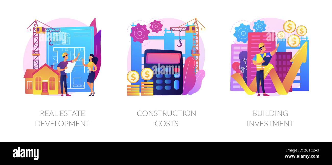 Construction project management abstract concept vector illustrations. Stock Vector