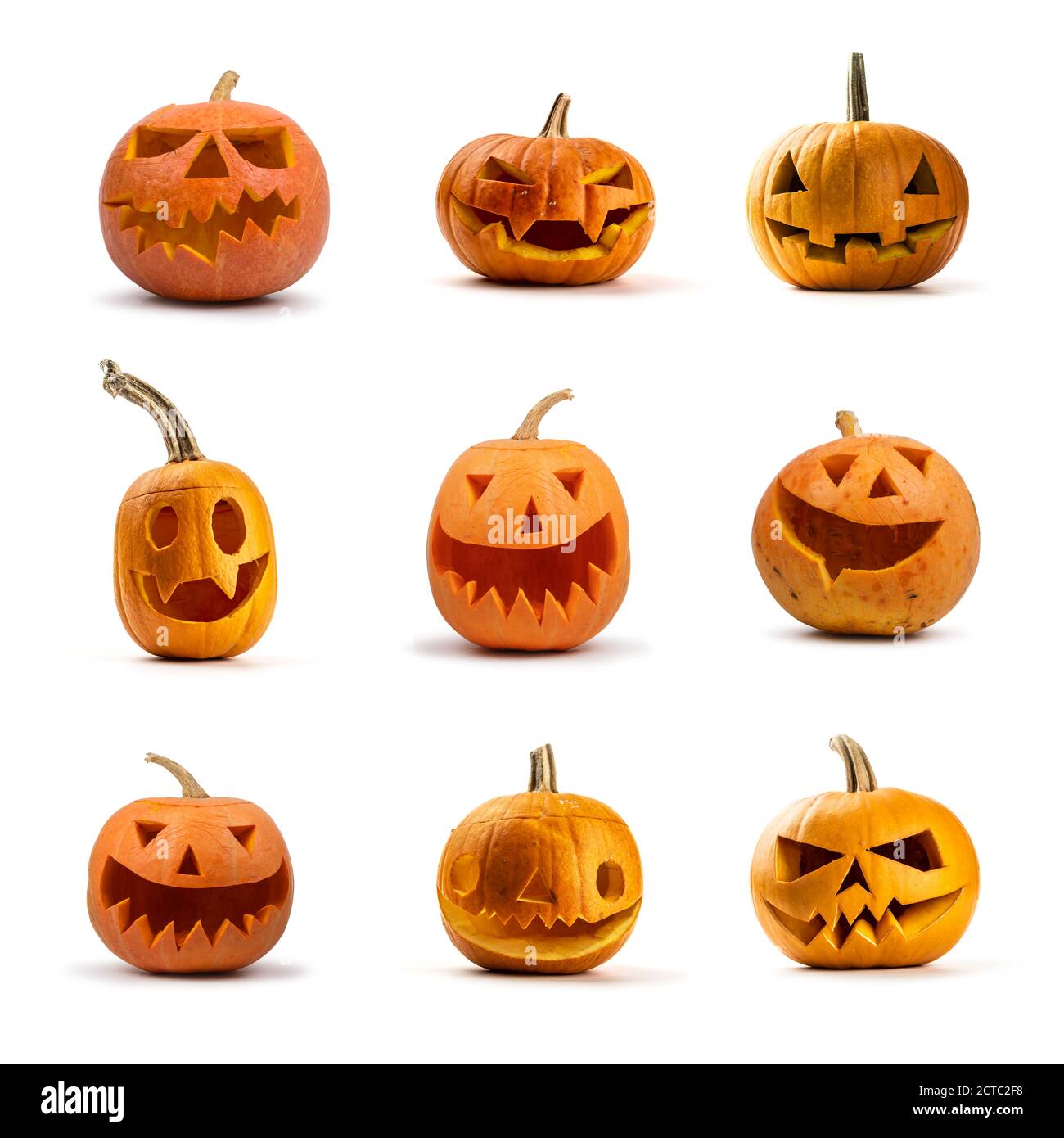 Set of Halloween pumpkins isolated on white background. See large size in my portfolio Stock Photo