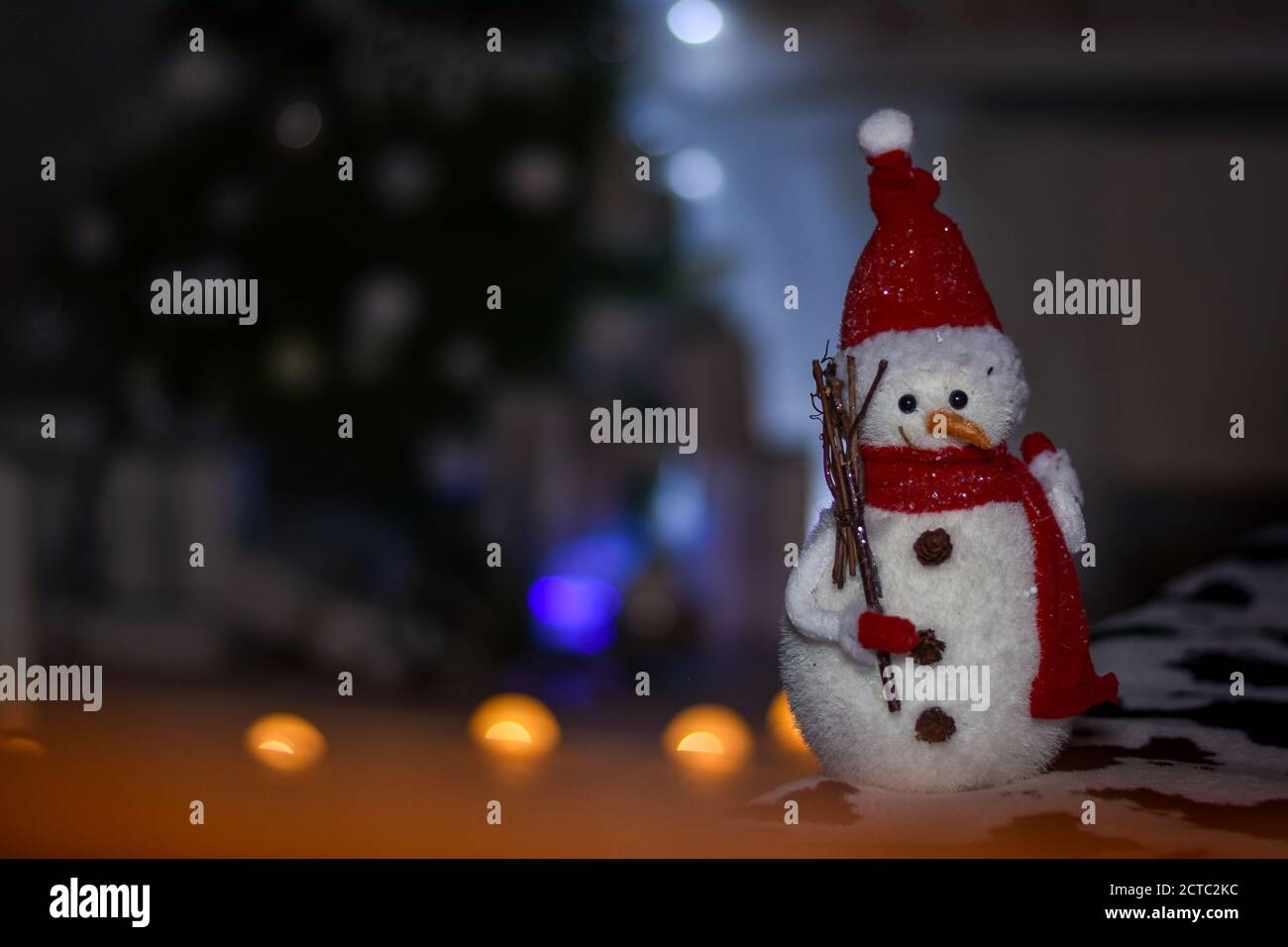 Little snowman close-up on a textured background Stock Photo