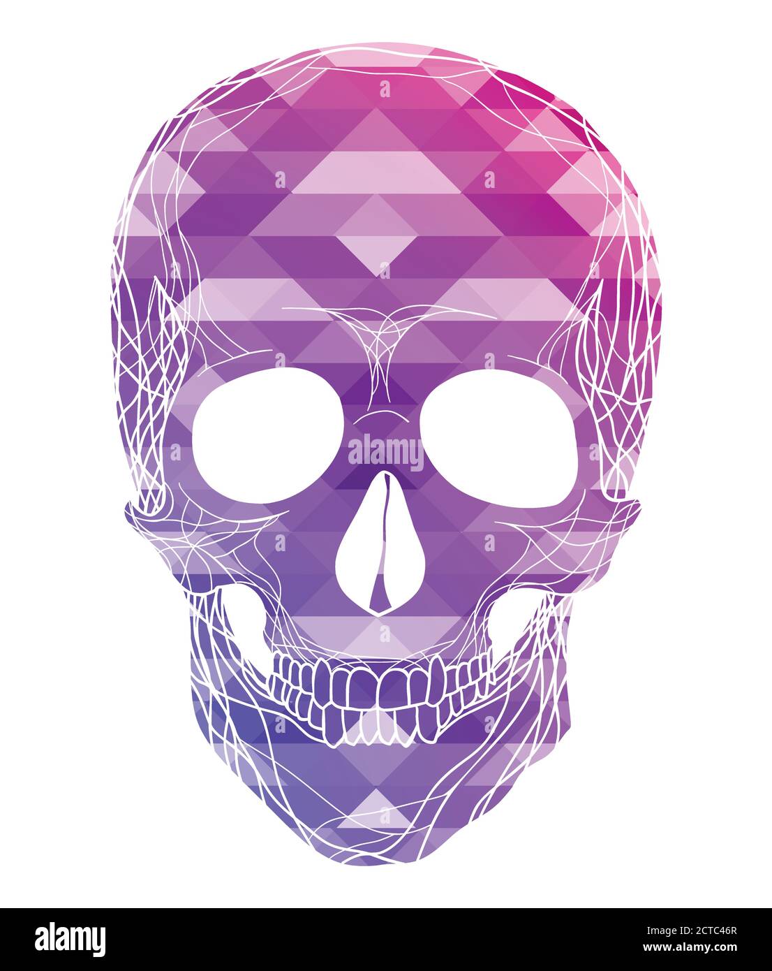 Illustration of human skull with polygonal background. Front view. The element is separate from the background. Vector element for your creativity Stock Vector