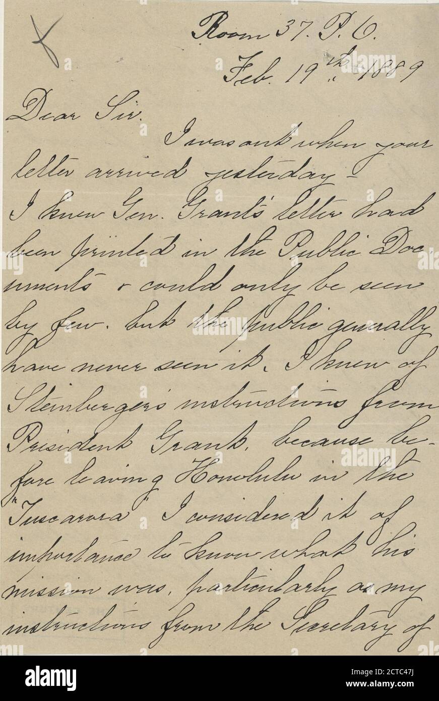 Erben, Henry, text, Correspondence, 1889 Stock Photo