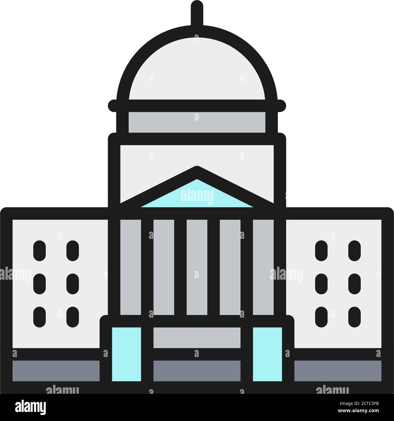 White House, courthouse flat color line icon. Stock Vector
