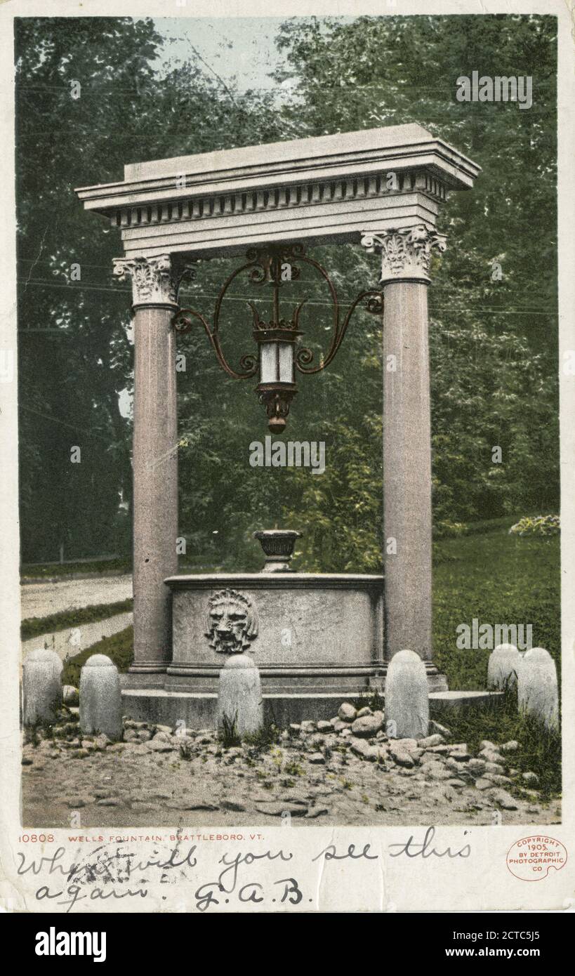 Well's Fountain, Brattleboro, Vt., still image, Postcards, 1898 1931
