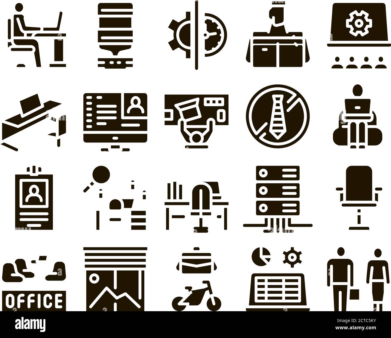Office And Workplace Glyph Set Vector Stock Vector Image & Art - Alamy