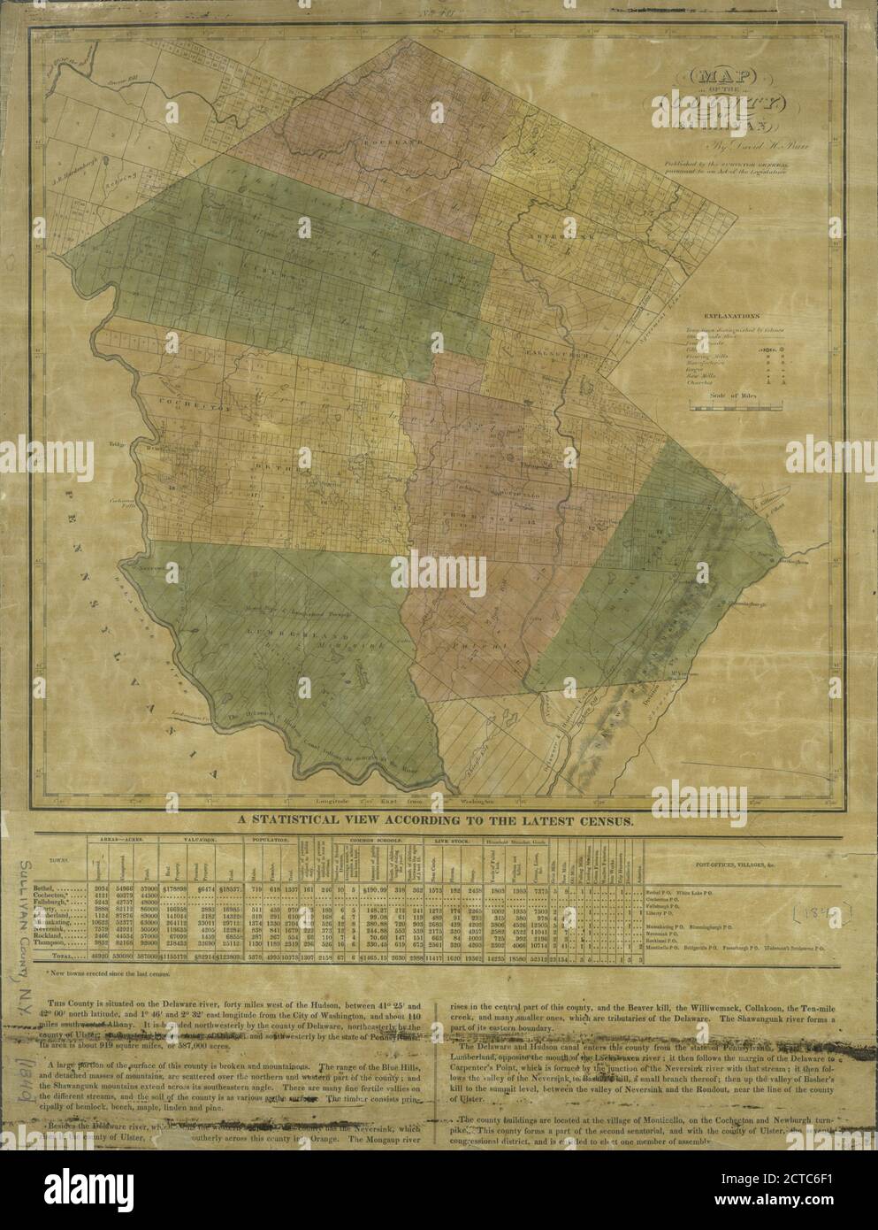 Map of the county of Sullivan, cartographic, Maps, 1840, Burr, David H