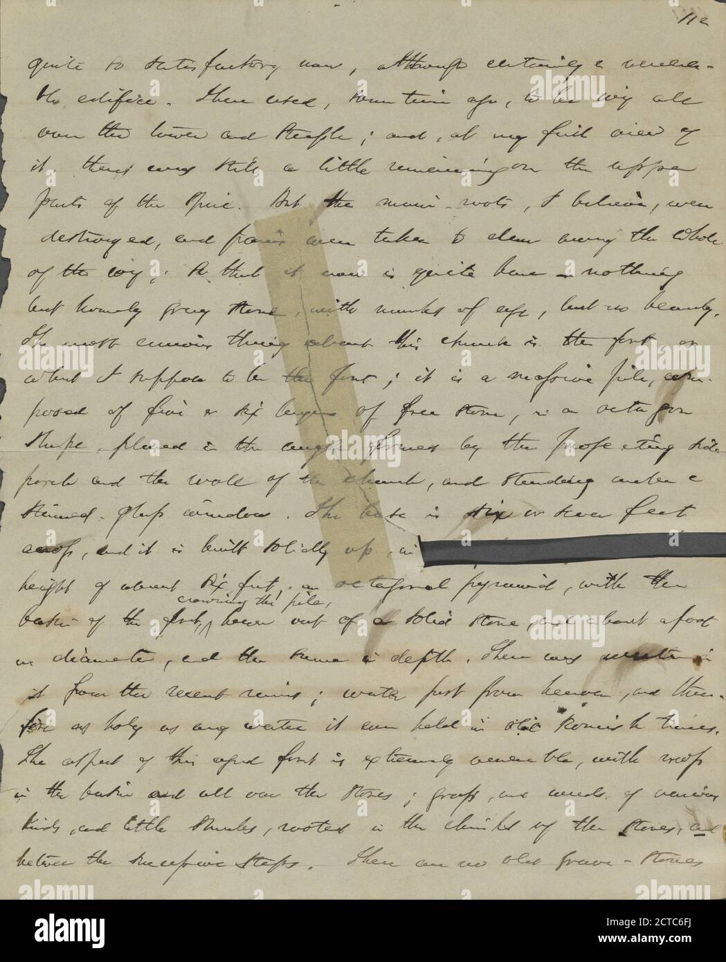 Journal, holograph leaf, mutilated. June 11, 1855., text, Manuscripts, 1855, Hawthorne, Nathaniel, 1804-1864 Stock Photo