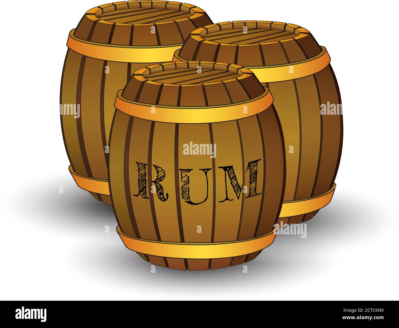 Three wooden barrels with label 'RUM' Stock Vector Image & Art Alamy