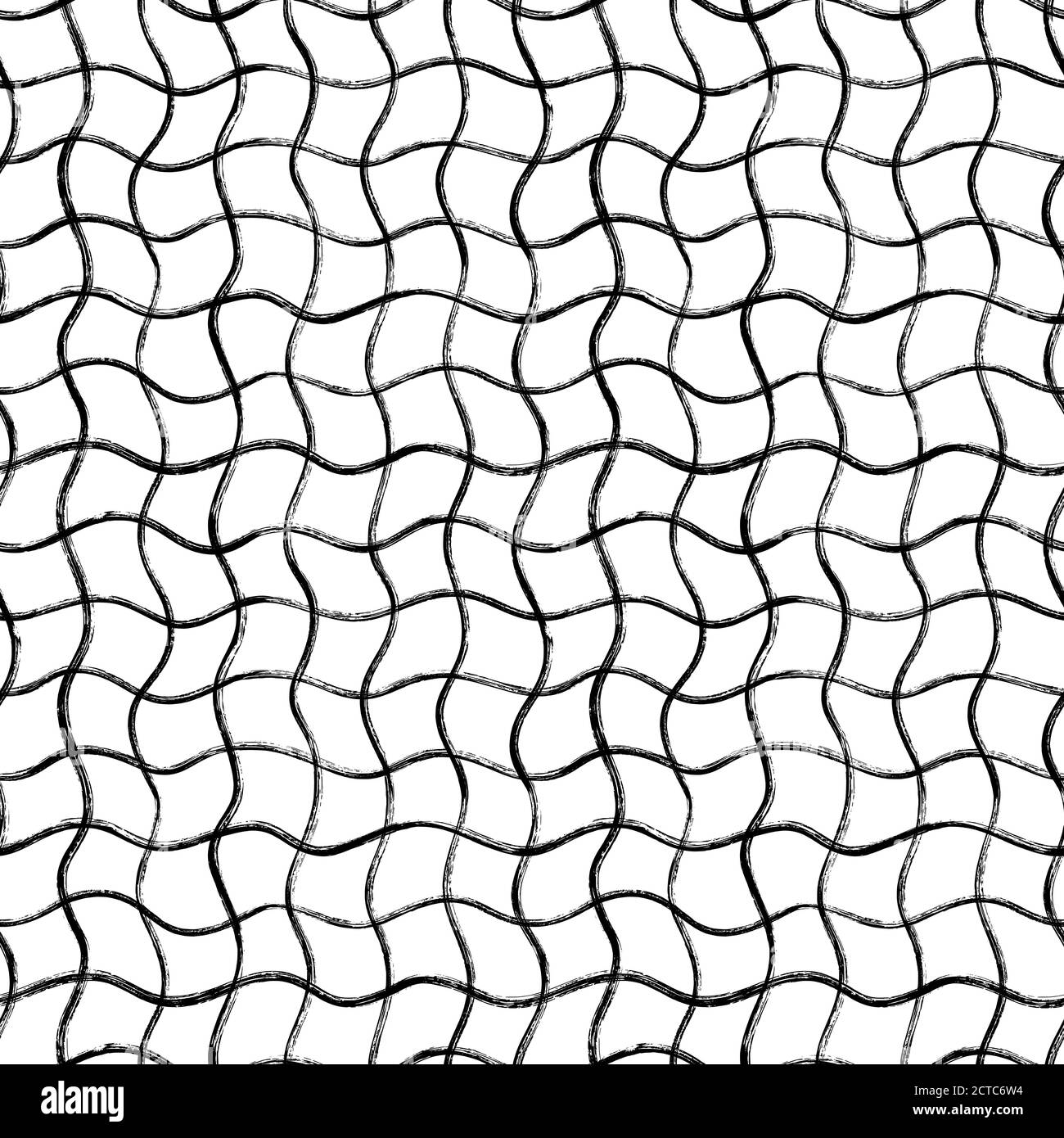 Black curved grid vector seamless pattern.  Stock Vector