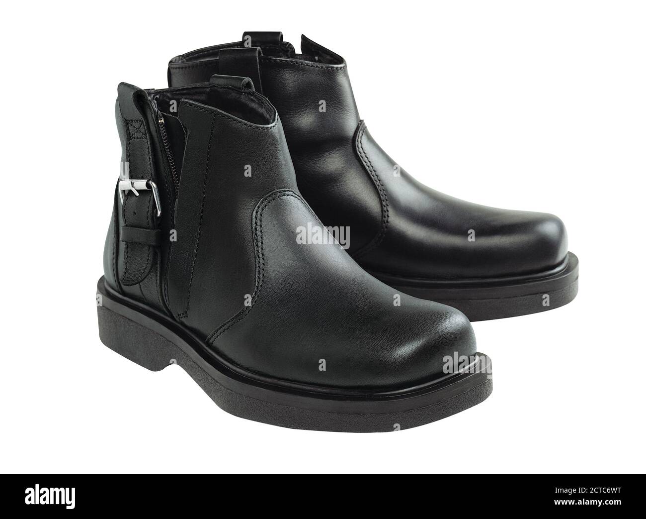 Black leather men's shoes on a white background Stock Photo - Alamy
