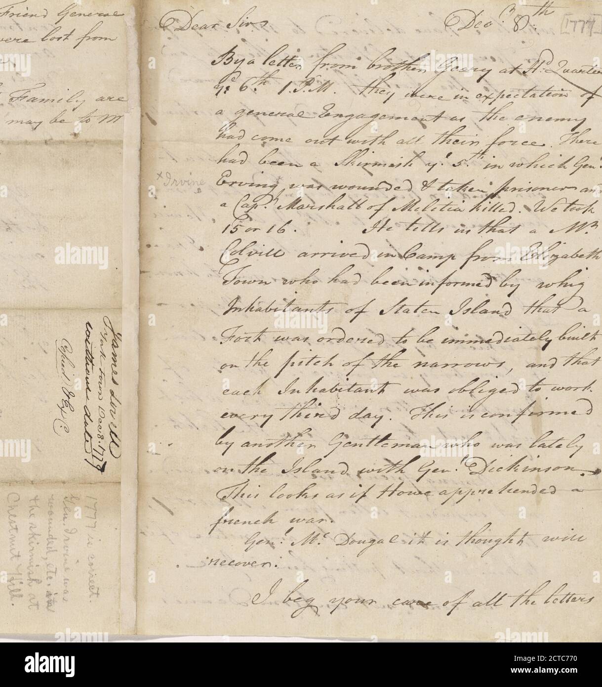 Letter from James Lovell, text, Correspondence, 1777 Stock Photo