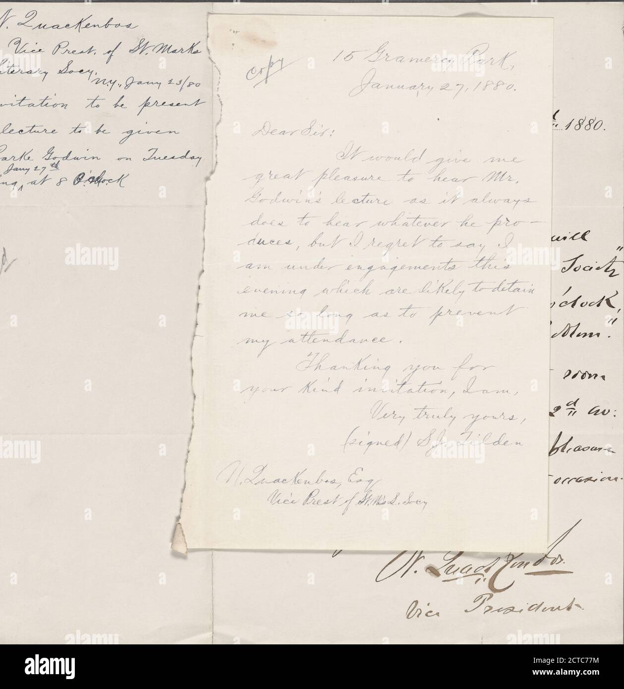 Quackenbos, N., text, Correspondence, 1880 Stock Photo