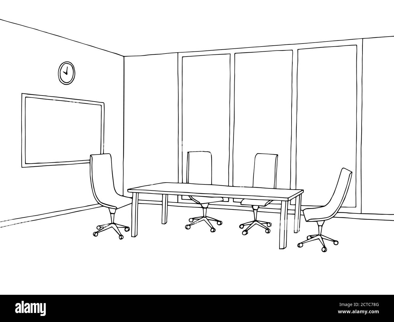 Interior office meeting room tracing Royalty Free Vector