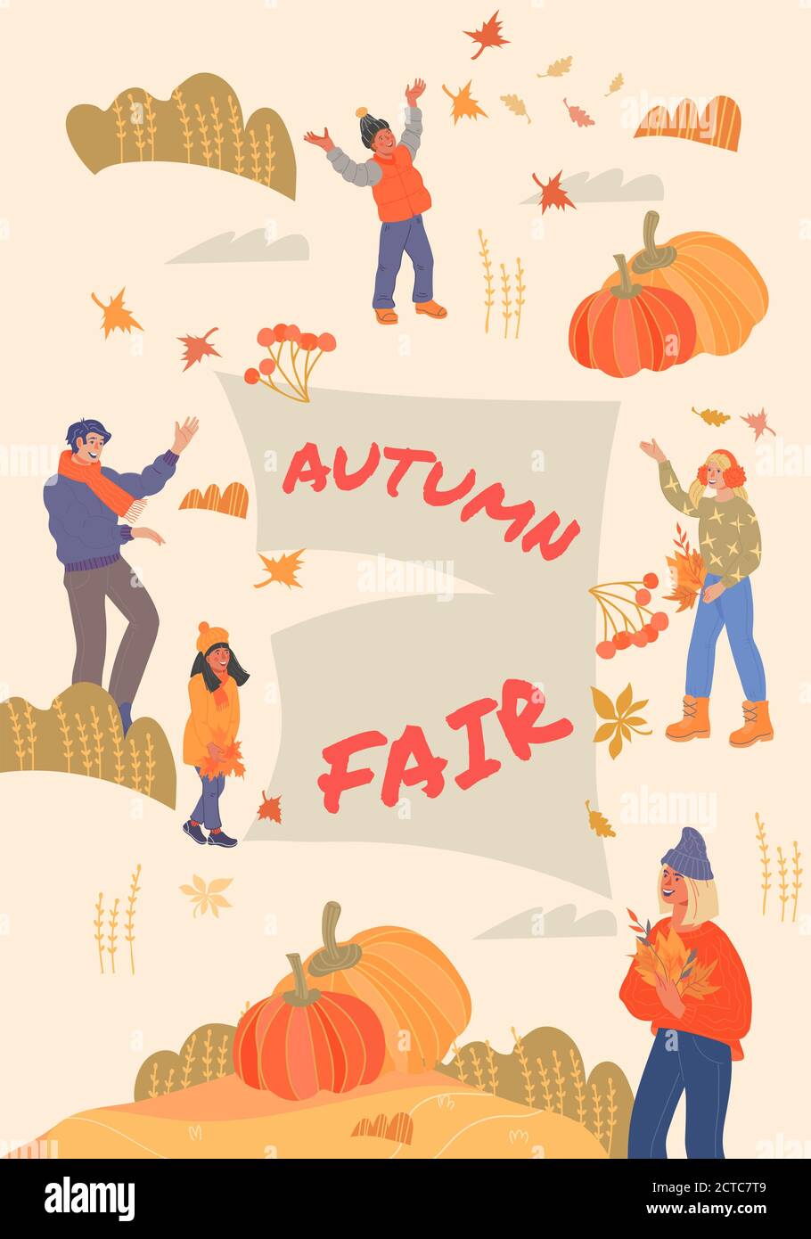 Autumn fair or harvest festival banner or poster layout flat vector ...