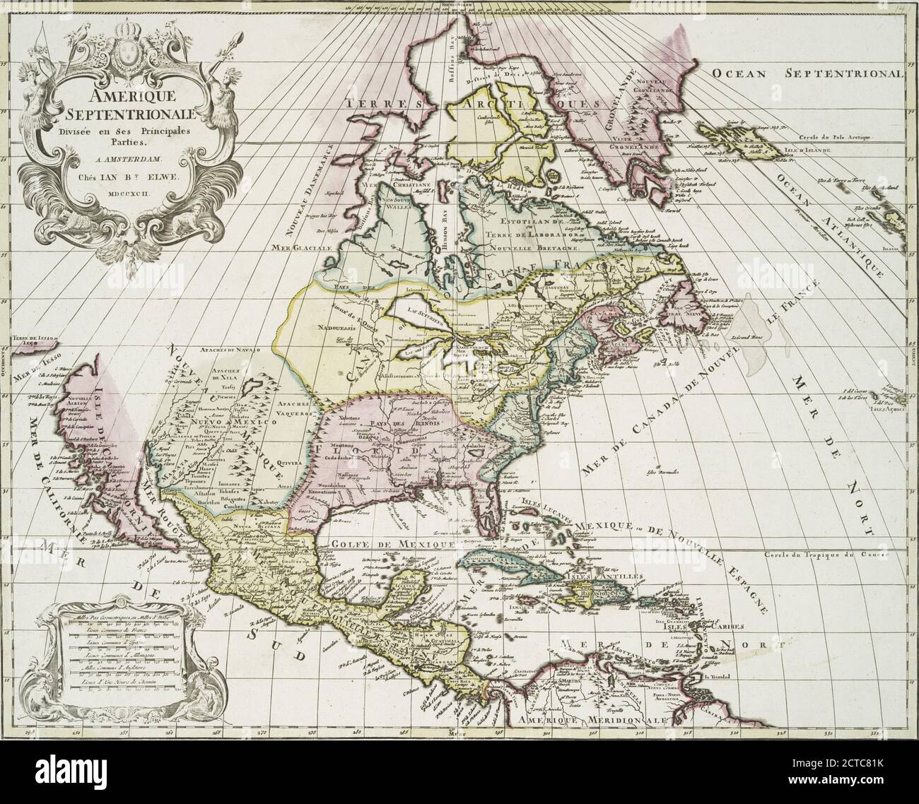Amerique septentrionale divisée en ses principales parties., still image, Maps, 1792 Stock Photo