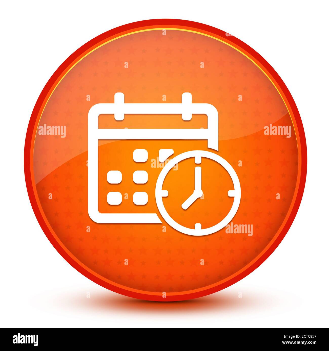 Appointment date calendar aesthetic glossy orange round button abstract illustration Stock Photo