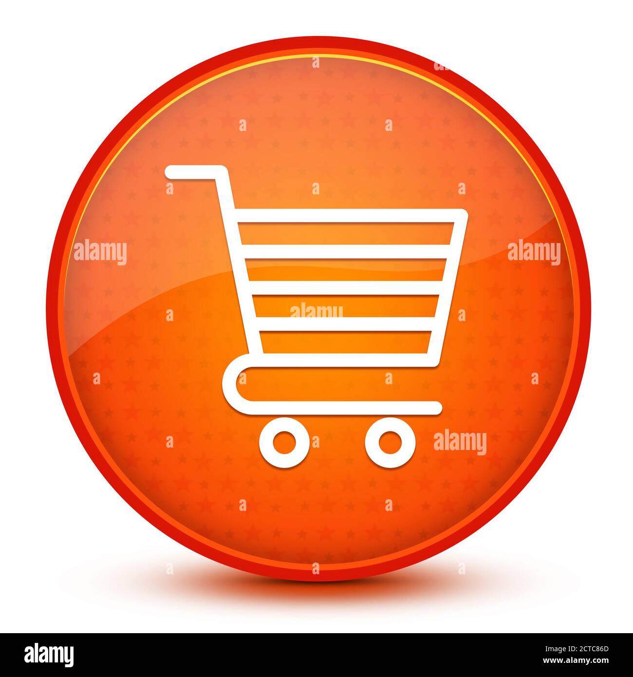 Shopping cart aesthetic glossy orange round button abstract illustration Stock Photo