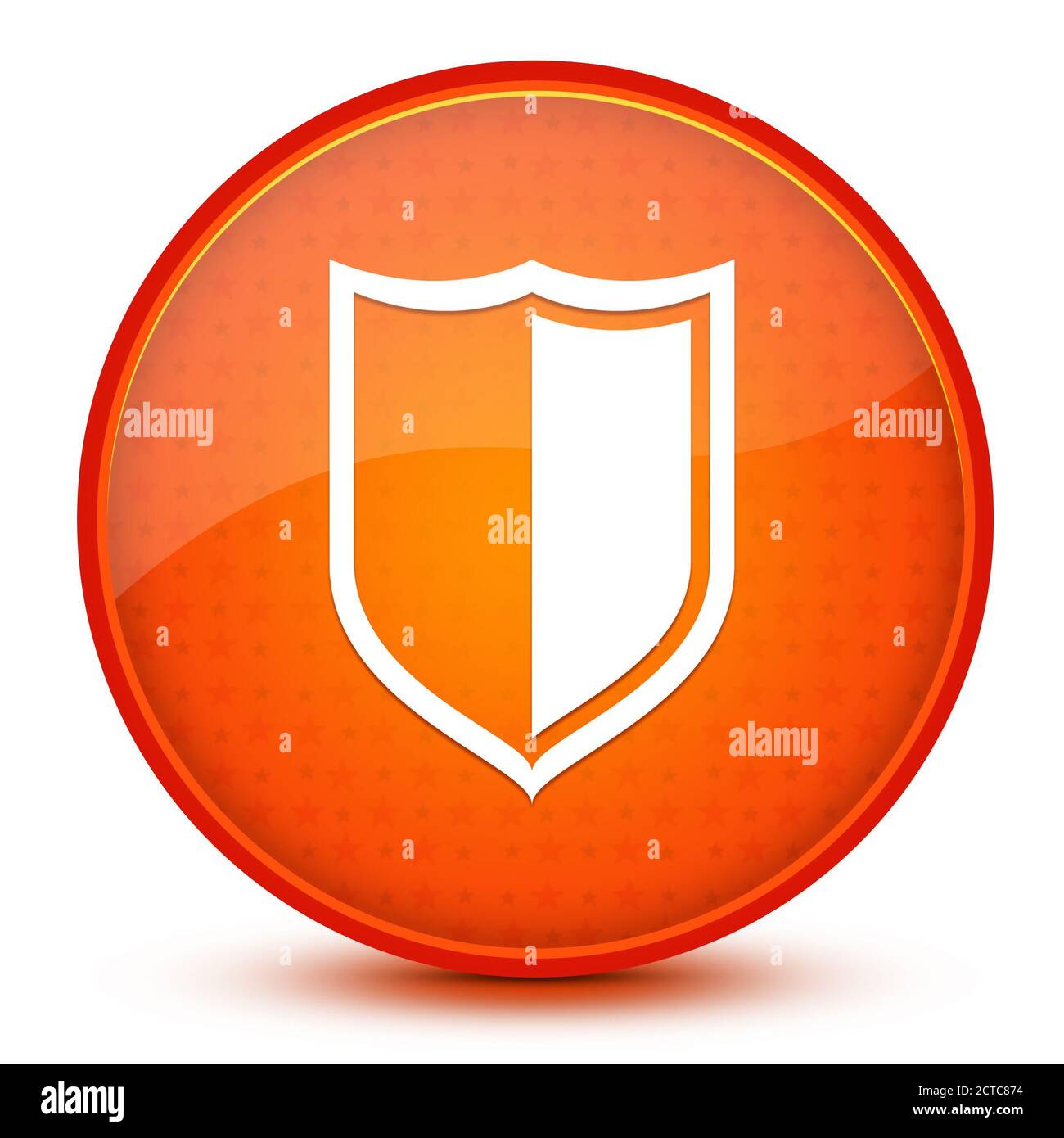 Shield aesthetic glossy orange round button abstract illustration Stock ...