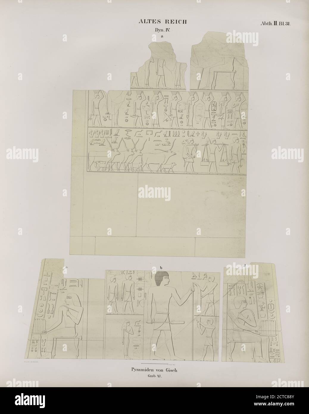 Dynastie IV. Pyramiden von Giseh Jîzah, Grab 47., still image, Prints, 1849 - 1856, Lepsius, Richard, 1810-1884, Weidenbach, Ernst (1818-1882), Weidenbach, Ernst (1818-1882 Stock Photo