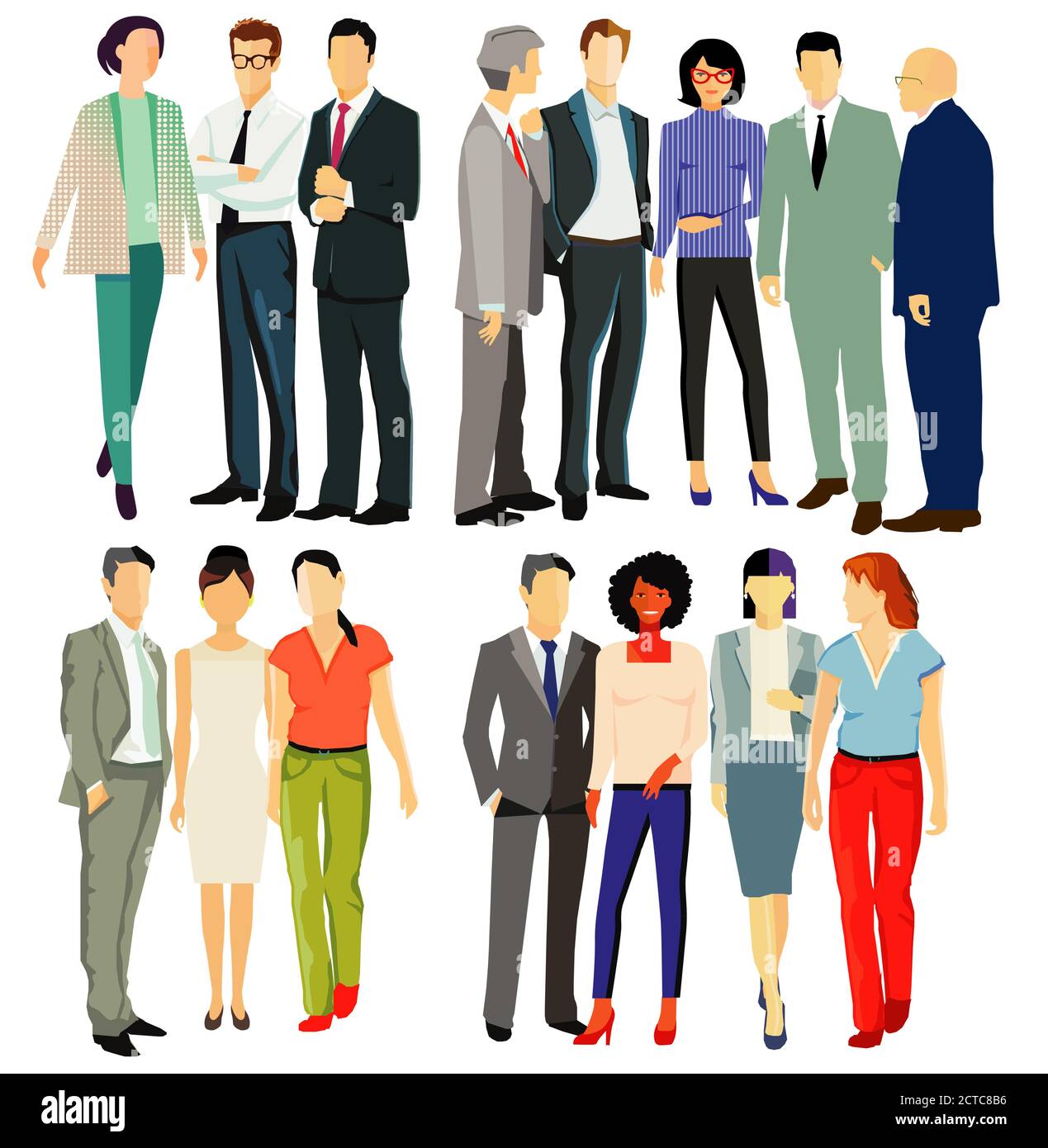 Diverse business people stand together Stock Vector