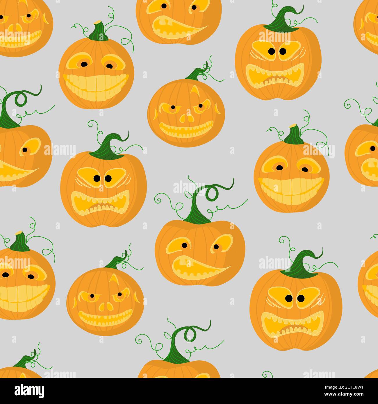 Halloween bright background. Seamless pattern for Halloween. Funny pumpkins. Stock Vector