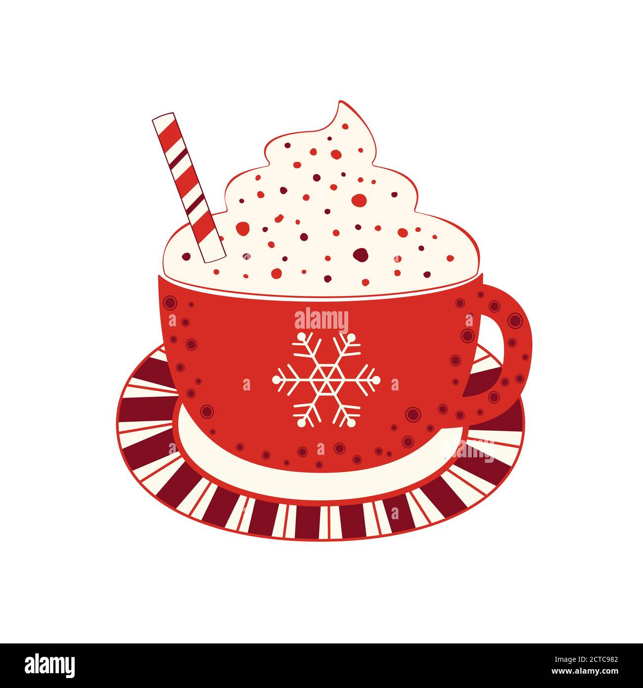 Hot cocoa mug whipped cream flat vector icon Stock Vector