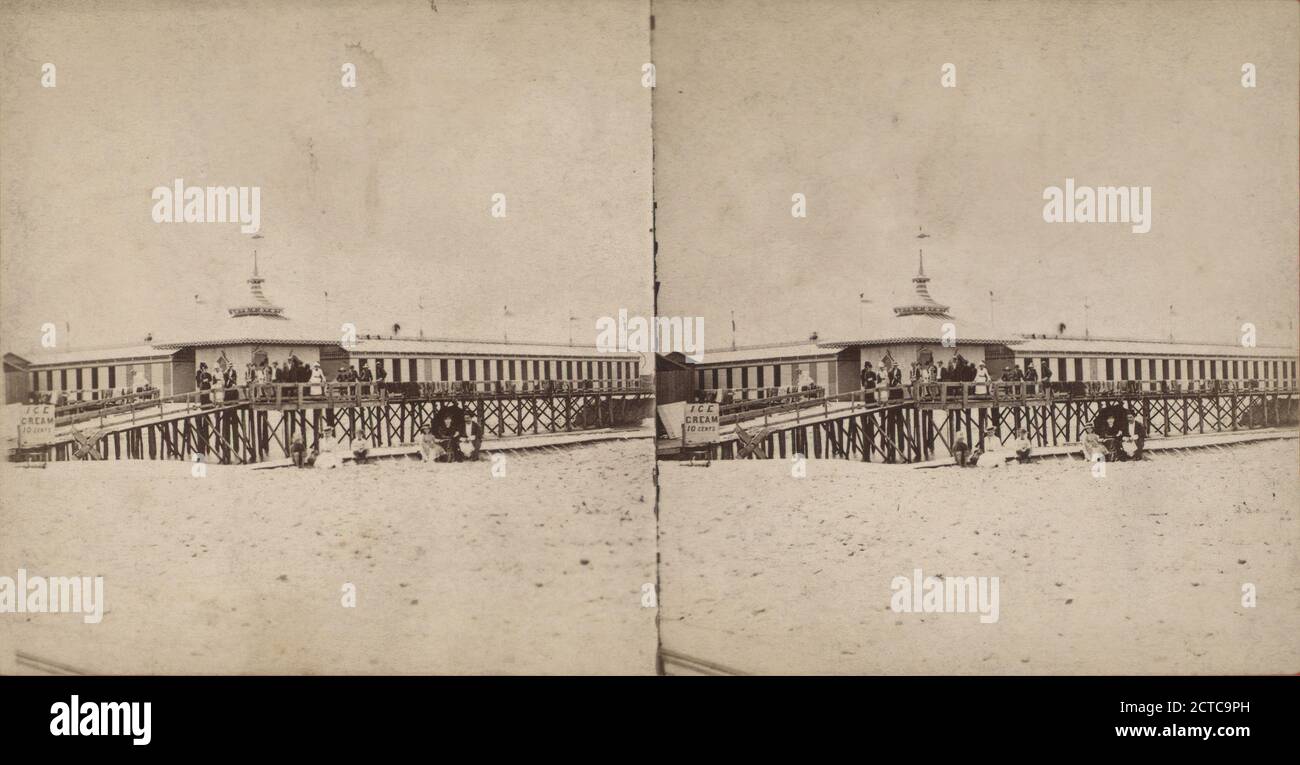 Bath House at Ocean Grove., Pach, G. W. (Gustavus W.) (1845-1904), Tourism, Beaches, Piers & wharves, Bathhouses, New Jersey, Asbury Park (N.J.), Ocean Grove (N.J Stock Photo