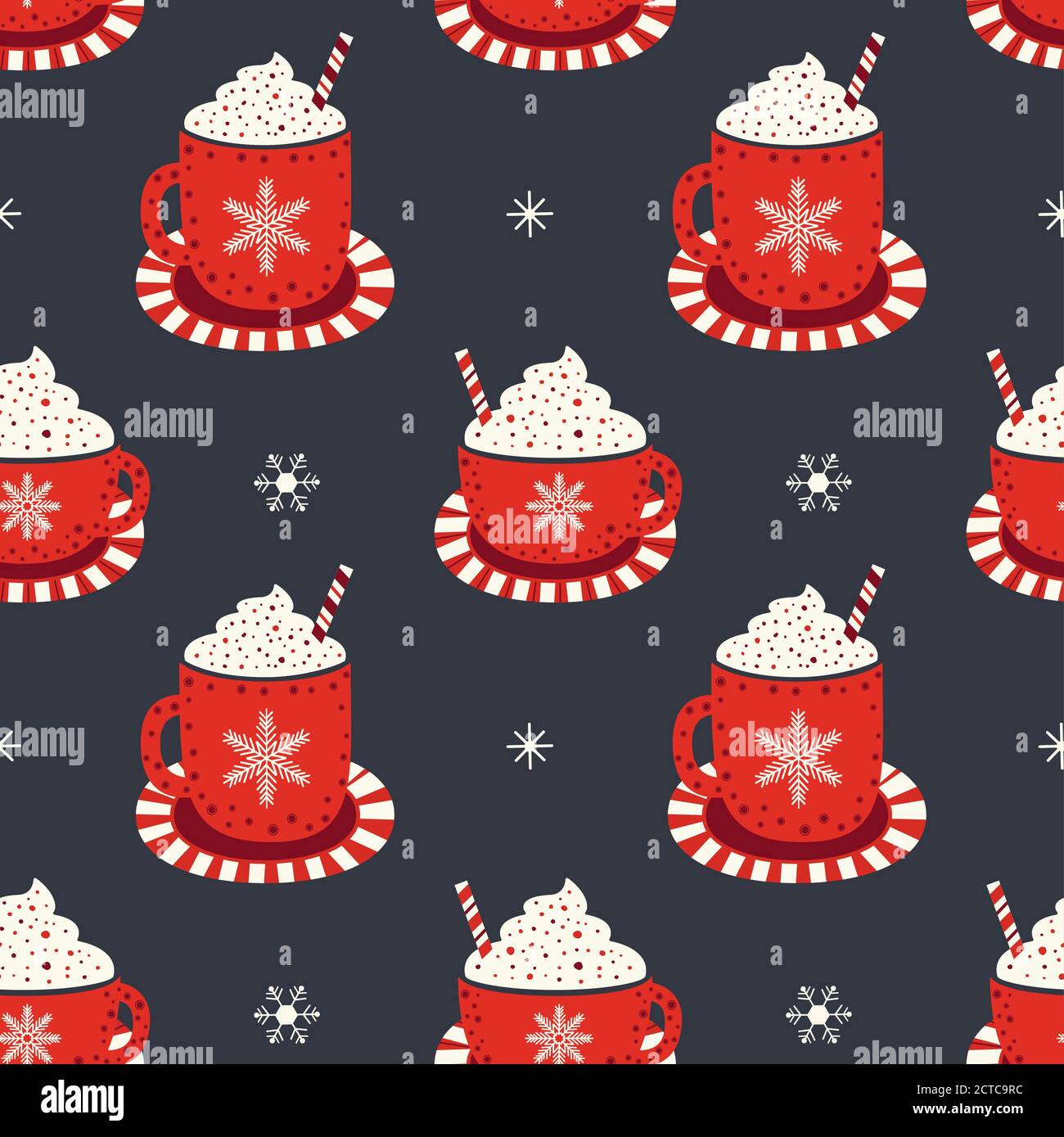 Wintertime holidays cocoa cup seamless pattern Stock Vector