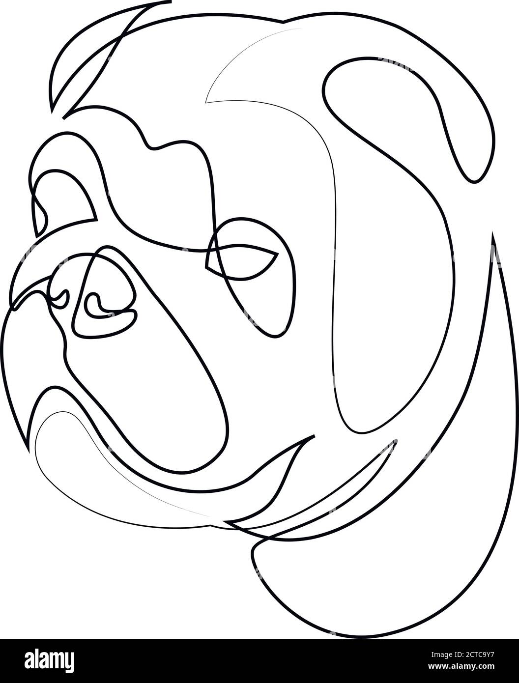 English Bulldog vector Dog portrait. Continuous line. Dog line drawing Stock Vector