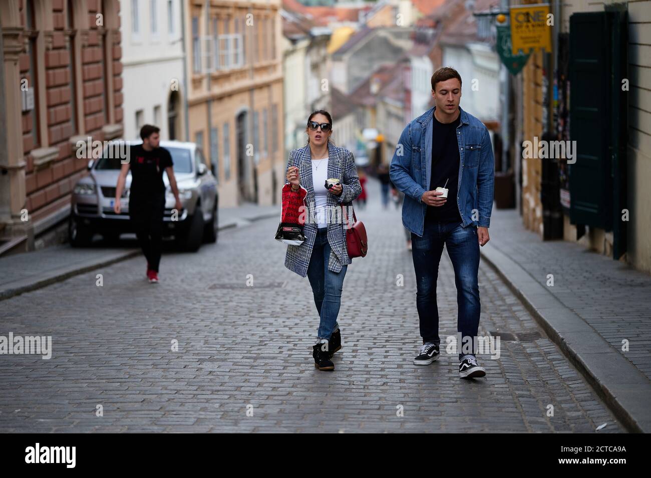 People on the streets of Zagreb, Croatia Stock Photo