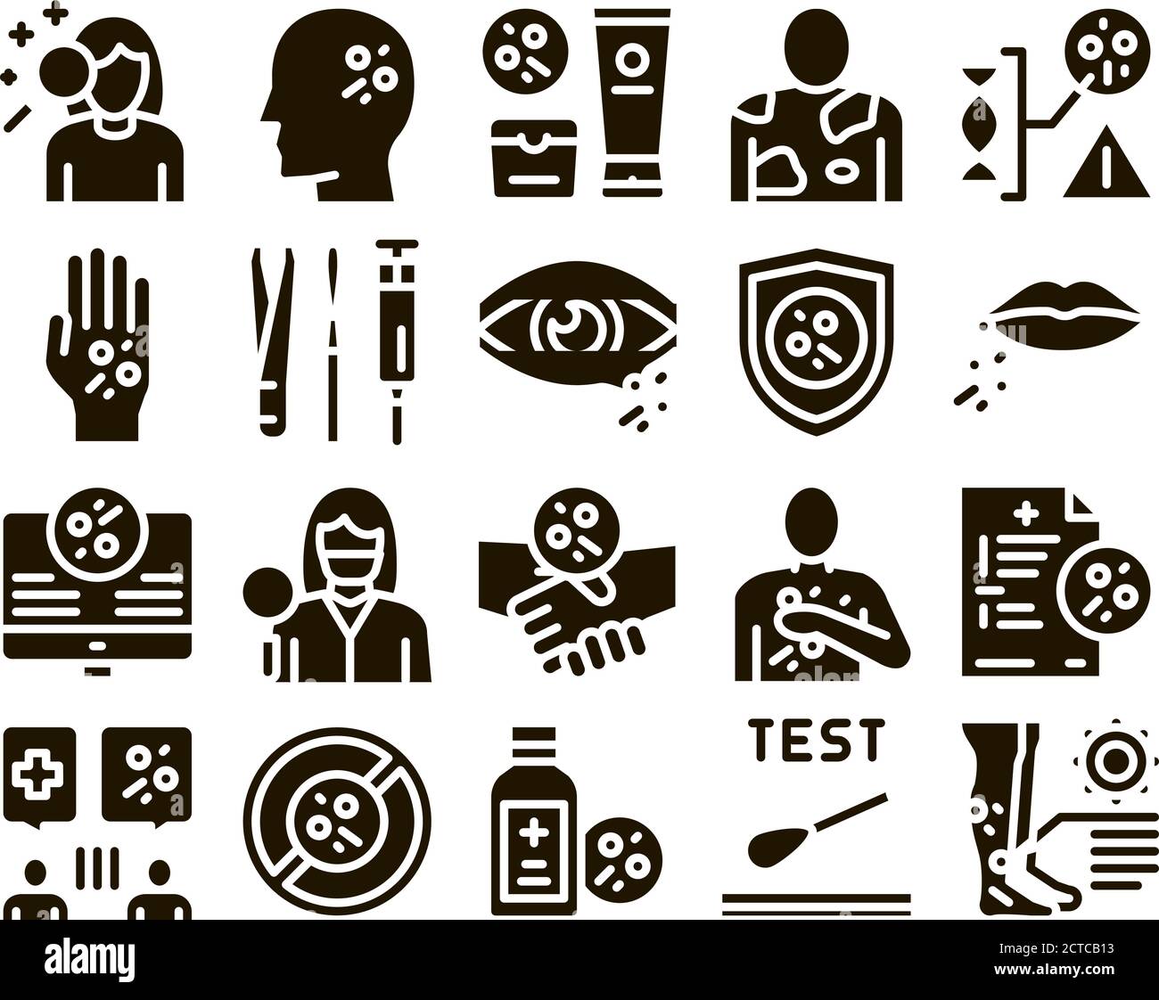 Dermatology Skin Care Glyph Set Vector Stock Vector