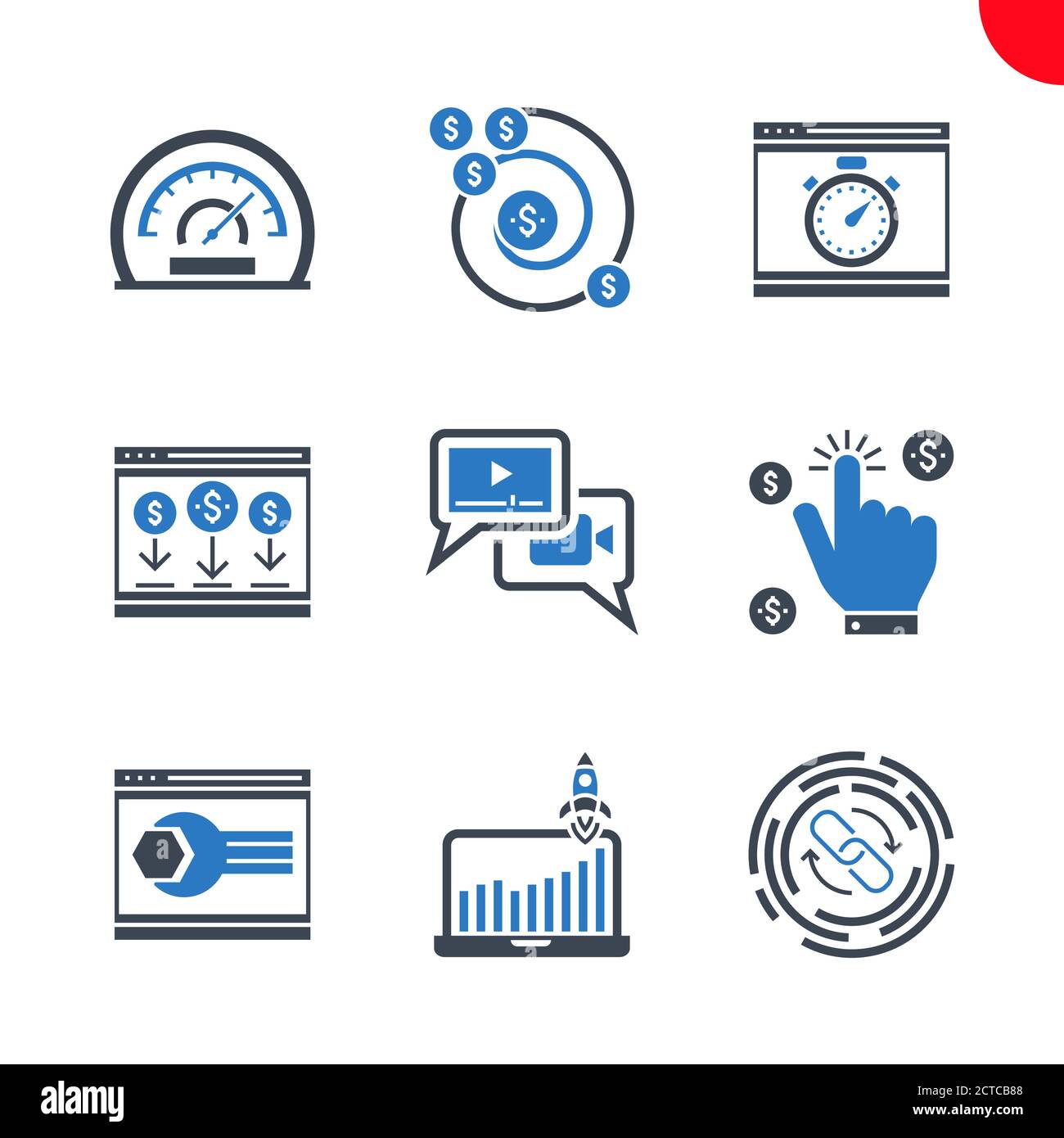 Seo and web opimization icons set Stock Vector