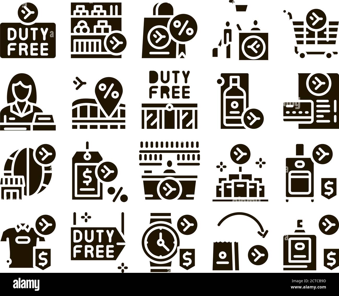 Duty Free Shop Store Glyph Set Vector Stock Vector Image & Art - Alamy