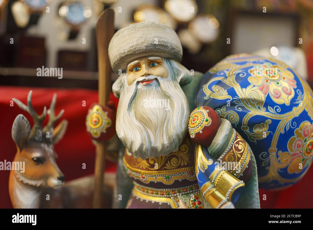 Home decoration to New Year and Christmas holidays. Photography of Russian Ded Moroz / Santa Claus Stock Photo
